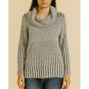 Chances R eyelash sweater black & white turtleneck soft SZ SM Polyester